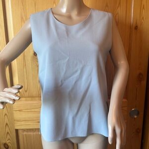 Calvin Klein Collection Powder Blue Sleeveless Top Wool Silk 8 Career Designer
